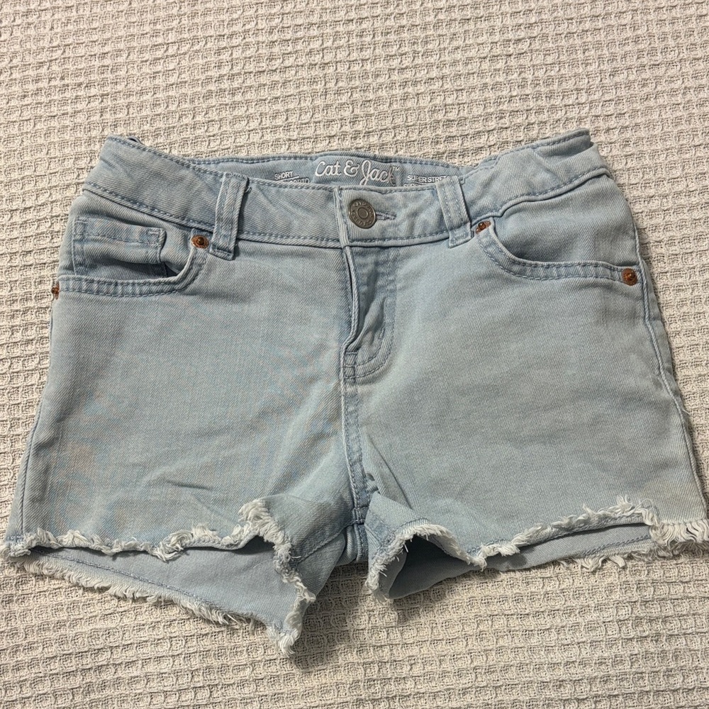 Cat & Jack Light Blue Frayed Denim Shorts